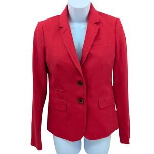 J Crew Blazer Womens 2 Schoolboy 100% Linen Red Preppy Professional Classic Fall